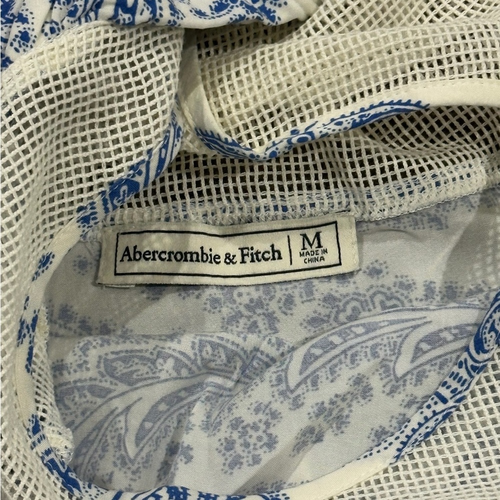Abercrombie & Fitch Women's Cream & Blue Sleeveless Top Size M - Picture 5 of 10
